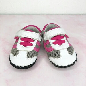 Pediped Originals Cliff shoes white and fuchsia leather soles size 5 infant